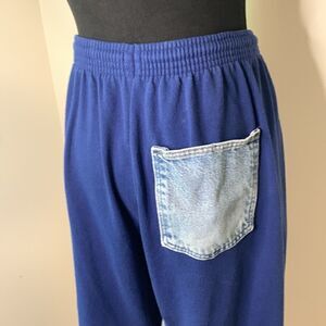 Y2K Fruit Of the Loom high rise Retro Navy Sweatpants & Denim Pocket size Med